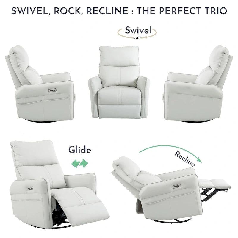 Fauteuil inclinable électrique pivotant 270° avec ports USB
