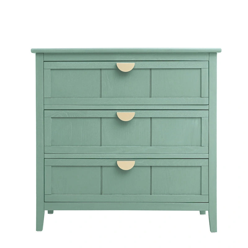 Commode verticale à 3 tiroirs de style américain avec poignée dorée pour chambre à coucher, salon