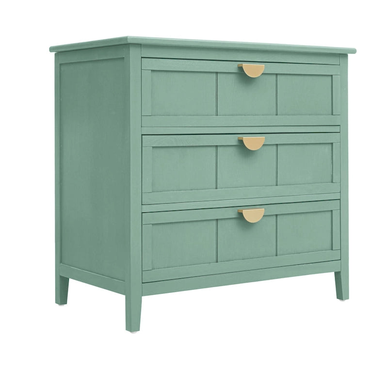 Commode verticale à 3 tiroirs de style américain avec poignée dorée pour chambre à coucher, salon