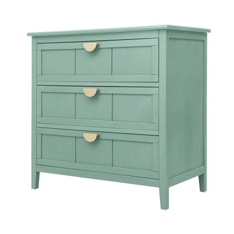 Commode verticale à 3 tiroirs de style américain avec poignée dorée pour chambre à coucher, salon