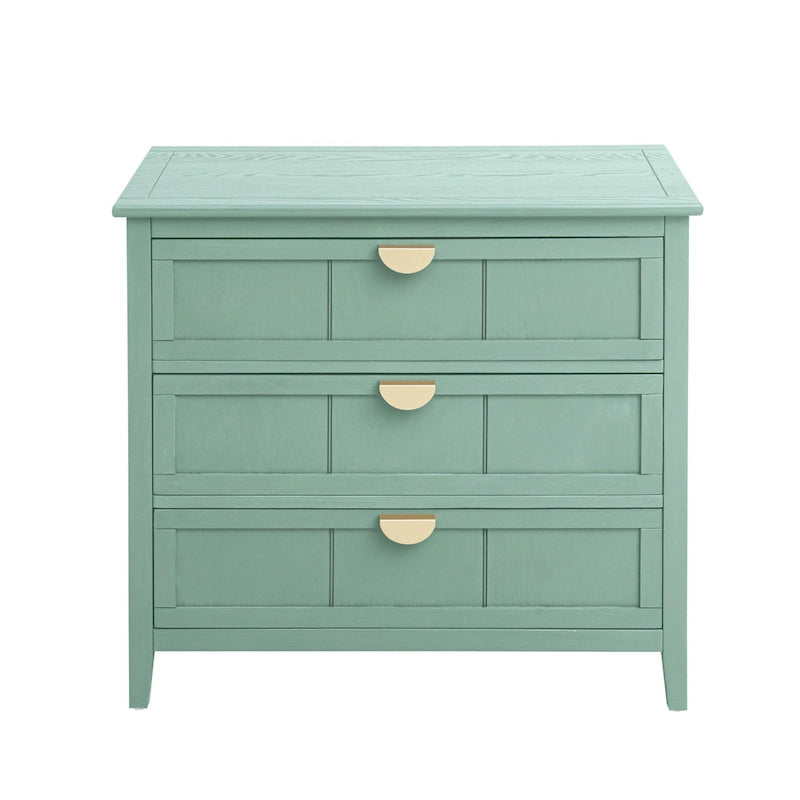 Commode verticale à 3 tiroirs de style américain avec poignée dorée pour chambre à coucher, salon