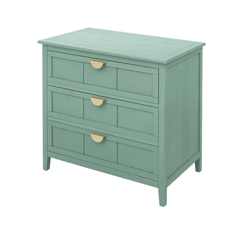 Commode verticale à 3 tiroirs de style américain avec poignée dorée pour chambre à coucher, salon