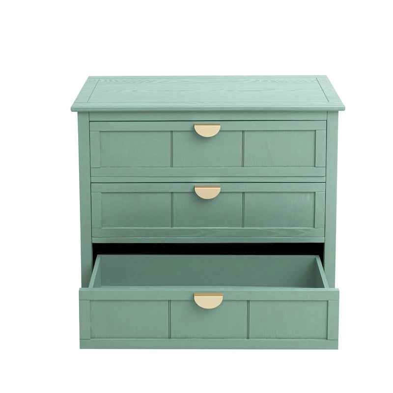 Commode verticale à 3 tiroirs de style américain avec poignée dorée pour chambre à coucher, salon