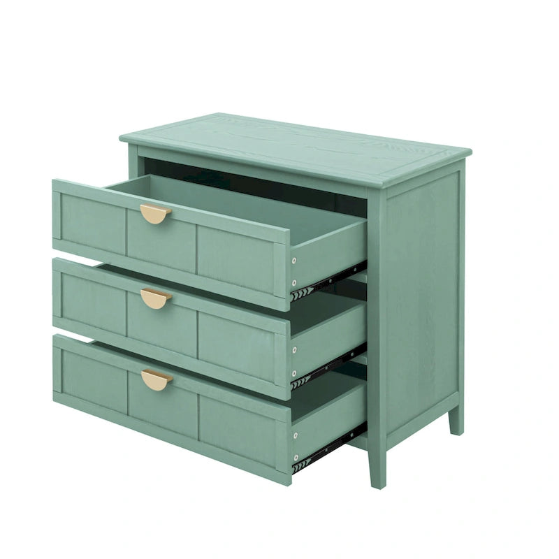 Commode verticale à 3 tiroirs de style américain avec poignée dorée pour chambre à coucher, salon
