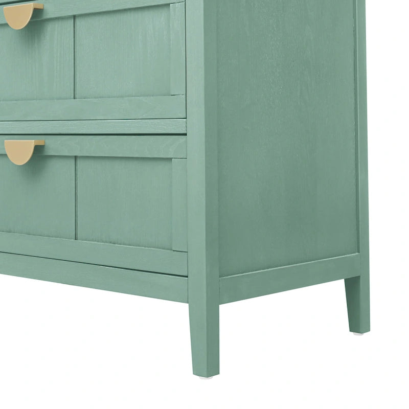 Commode verticale à 3 tiroirs de style américain avec poignée dorée pour chambre à coucher, salon