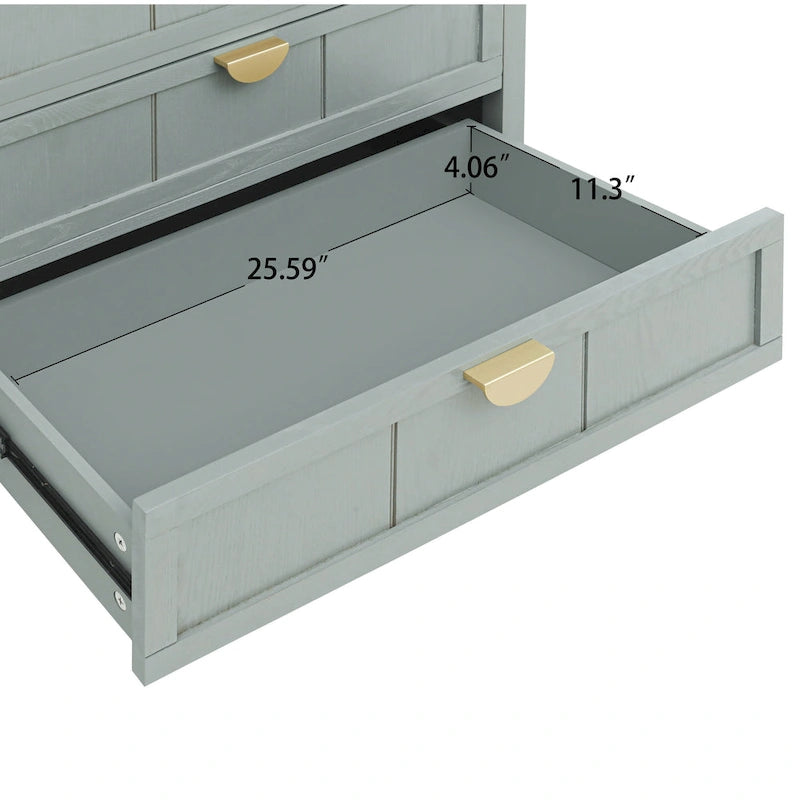 Commode verticale à 3 tiroirs de style américain avec poignée dorée pour chambre à coucher, salon