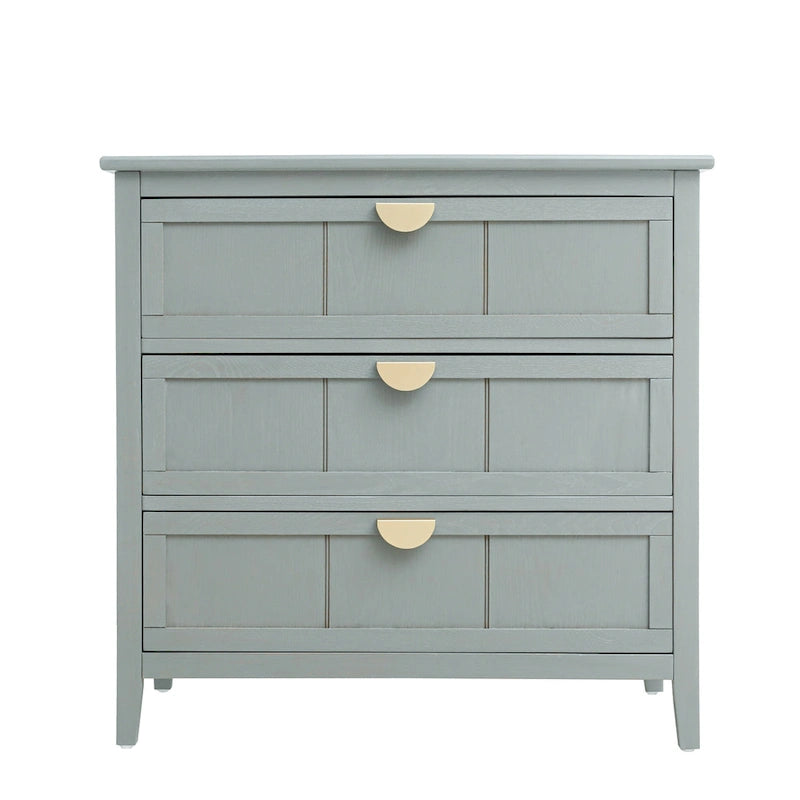 Commode verticale à 3 tiroirs de style américain avec poignée dorée pour chambre à coucher, salon