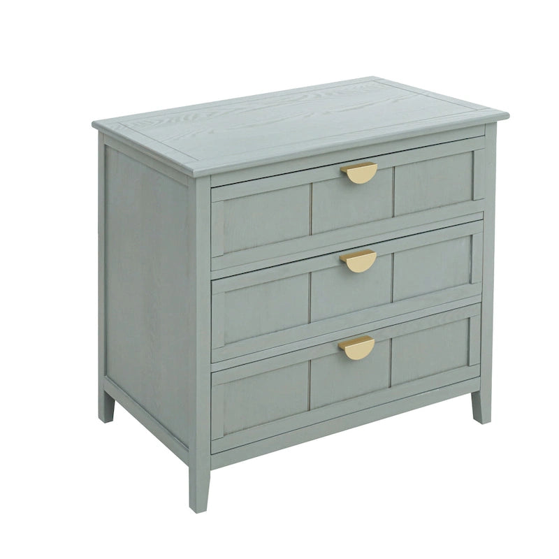 Commode verticale à 3 tiroirs de style américain avec poignée dorée pour chambre à coucher, salon