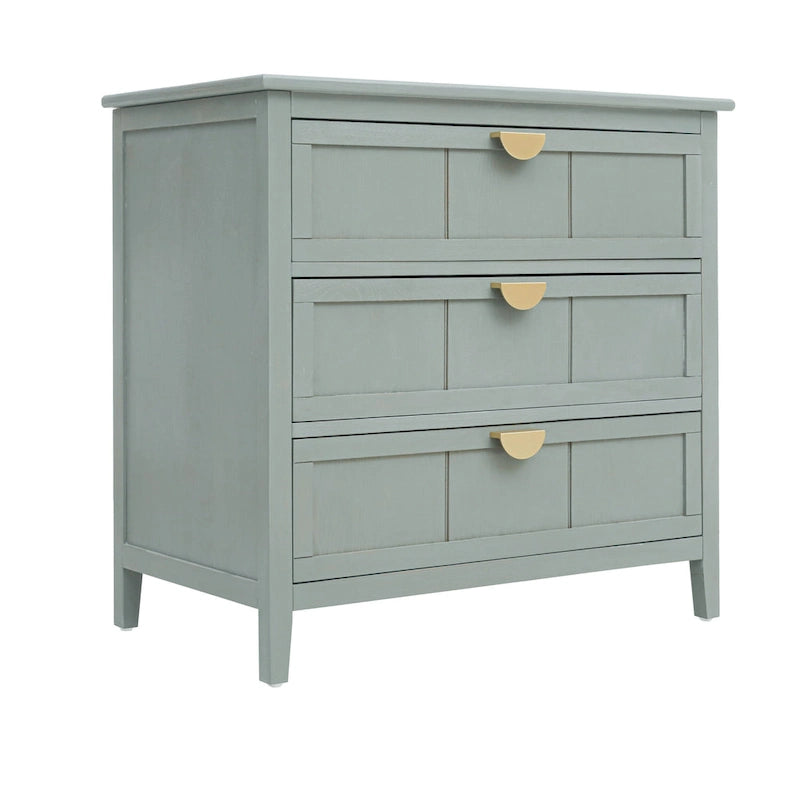 Commode verticale à 3 tiroirs de style américain avec poignée dorée pour chambre à coucher, salon
