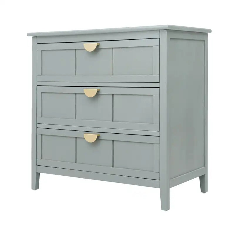 Commode verticale à 3 tiroirs de style américain avec poignée dorée pour chambre à coucher, salon