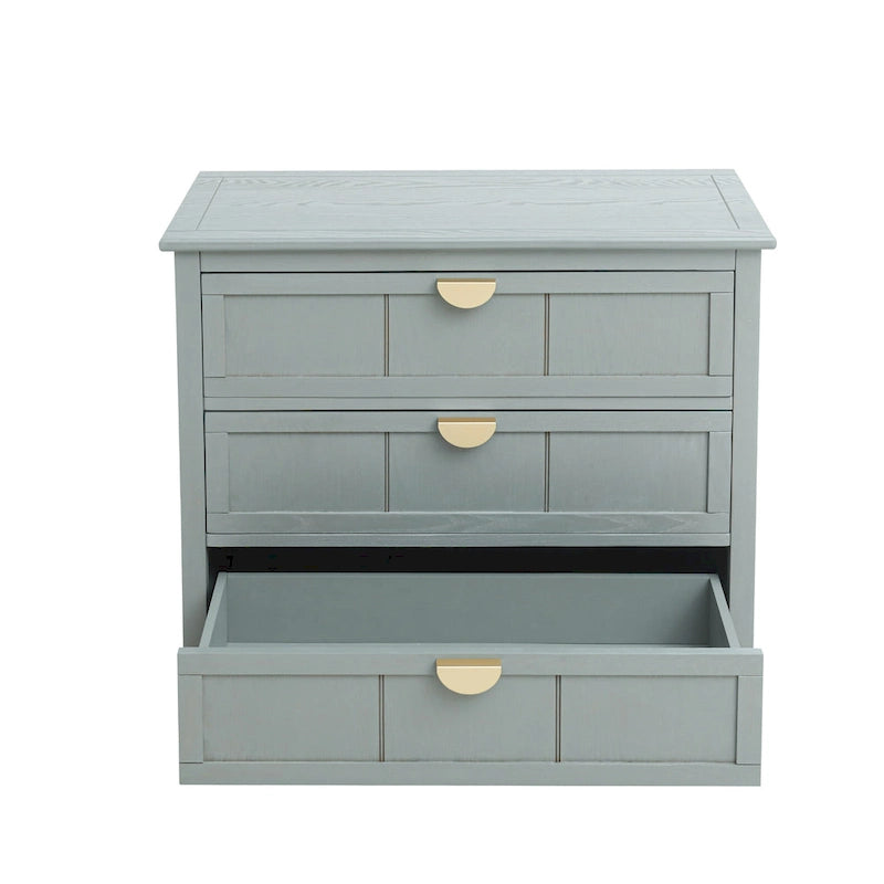 Commode verticale à 3 tiroirs de style américain avec poignée dorée pour chambre à coucher, salon