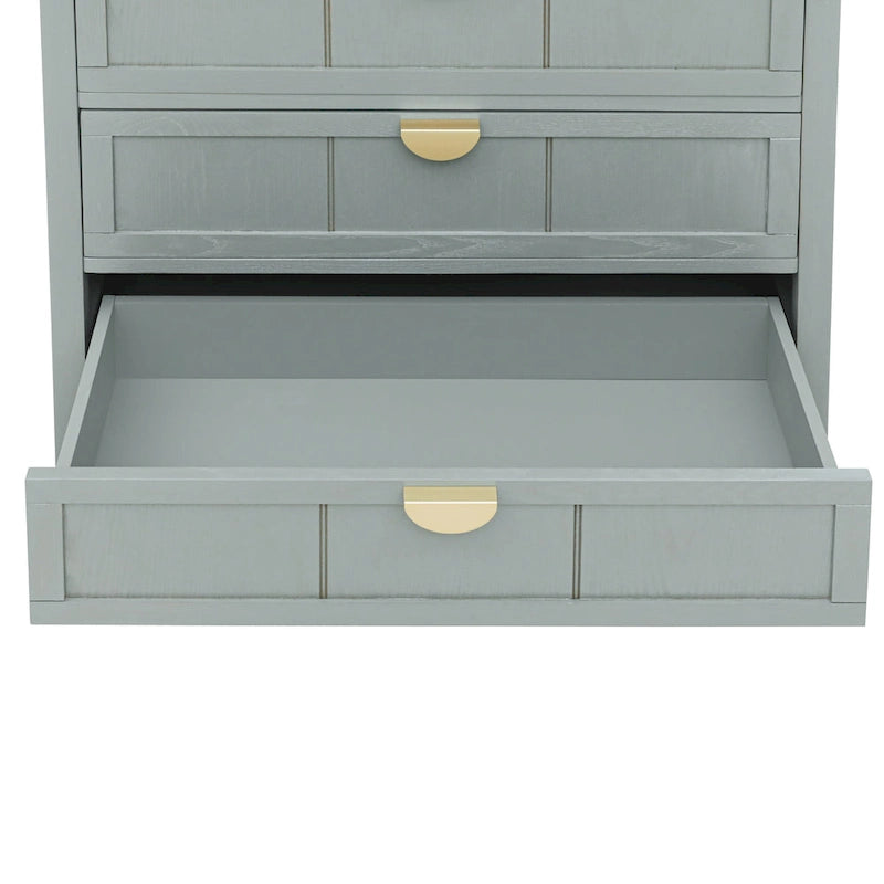 Commode verticale à 3 tiroirs de style américain avec poignée dorée pour chambre à coucher, salon