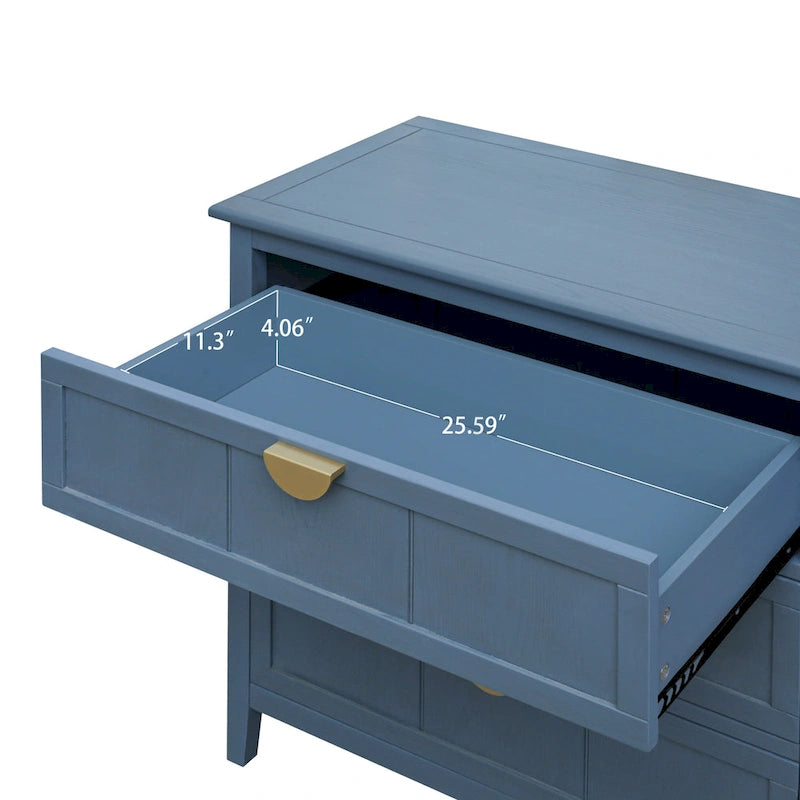Commode verticale à 3 tiroirs de style américain avec poignée dorée pour chambre à coucher, salon