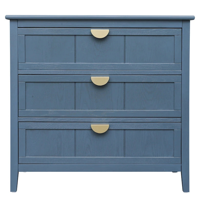 Commode verticale à 3 tiroirs de style américain avec poignée dorée pour chambre à coucher, salon
