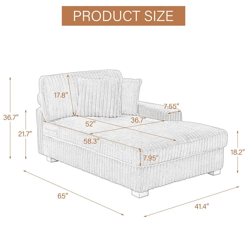 Chaise longue d'intérieur en flanelle de coton moderne avec oreillers
