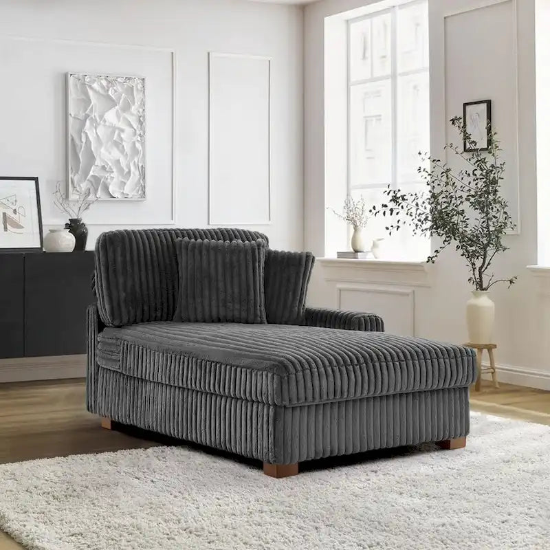 Chaise longue d'intérieur en flanelle de coton moderne avec oreillers