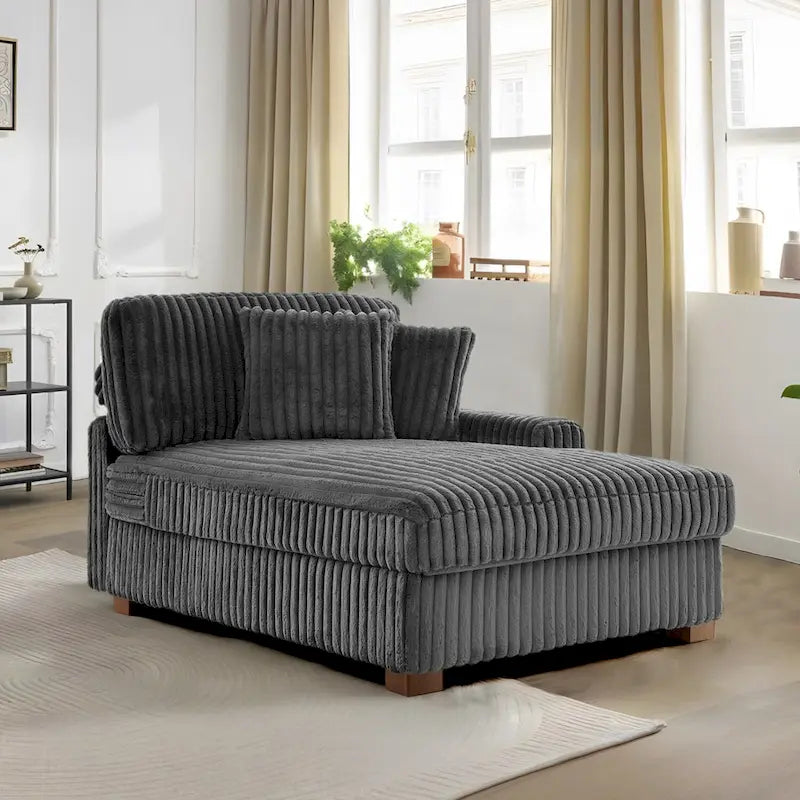 Chaise longue d'intérieur en flanelle de coton moderne avec oreillers