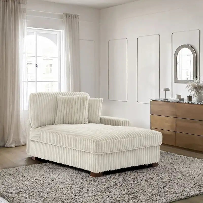 Chaise longue d'intérieur en flanelle de coton moderne avec oreillers