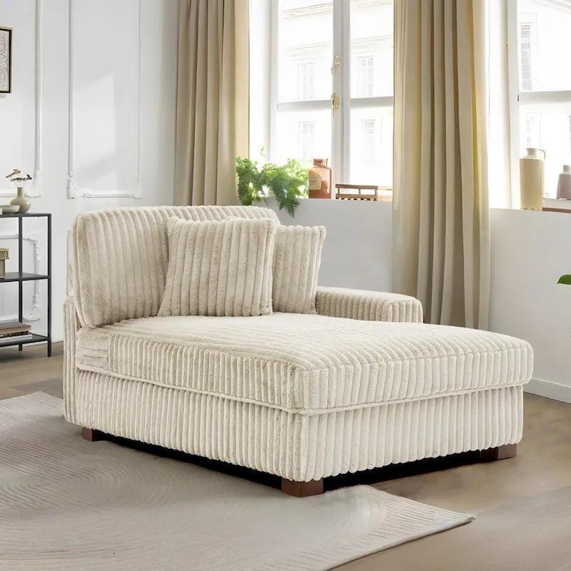Chaise longue d'intérieur en flanelle de coton moderne avec oreillers