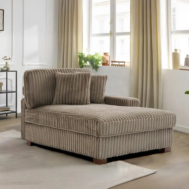 Chaise longue d'intérieur en flanelle de coton moderne avec oreillers