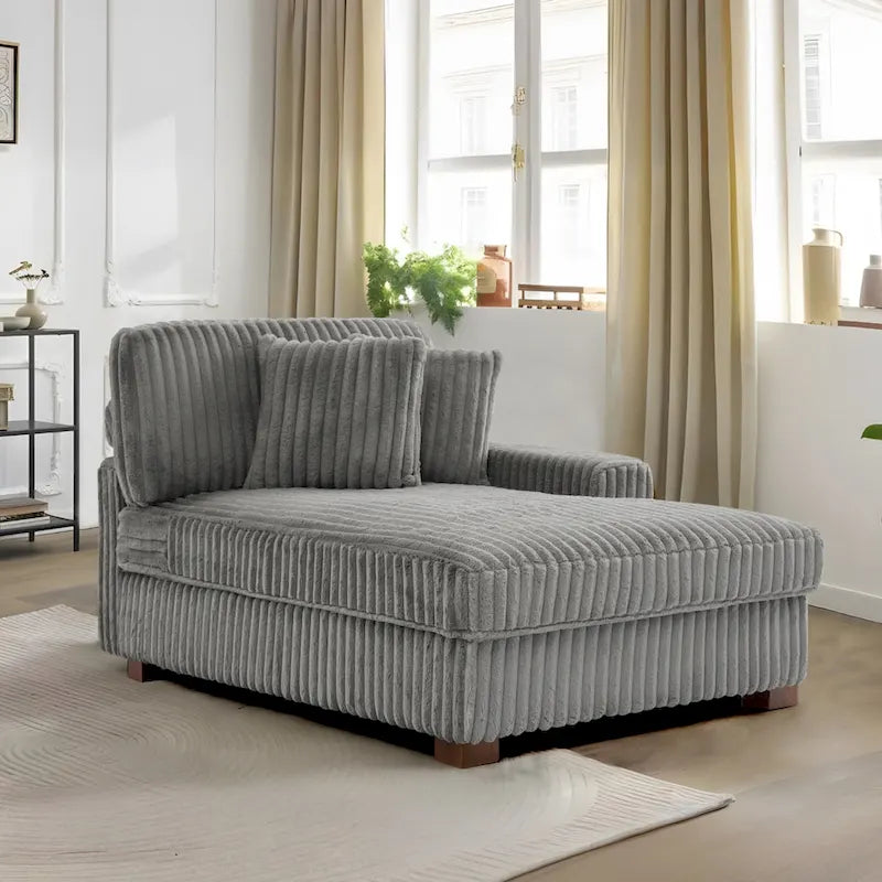 Chaise longue d'intérieur en flanelle de coton moderne avec oreillers