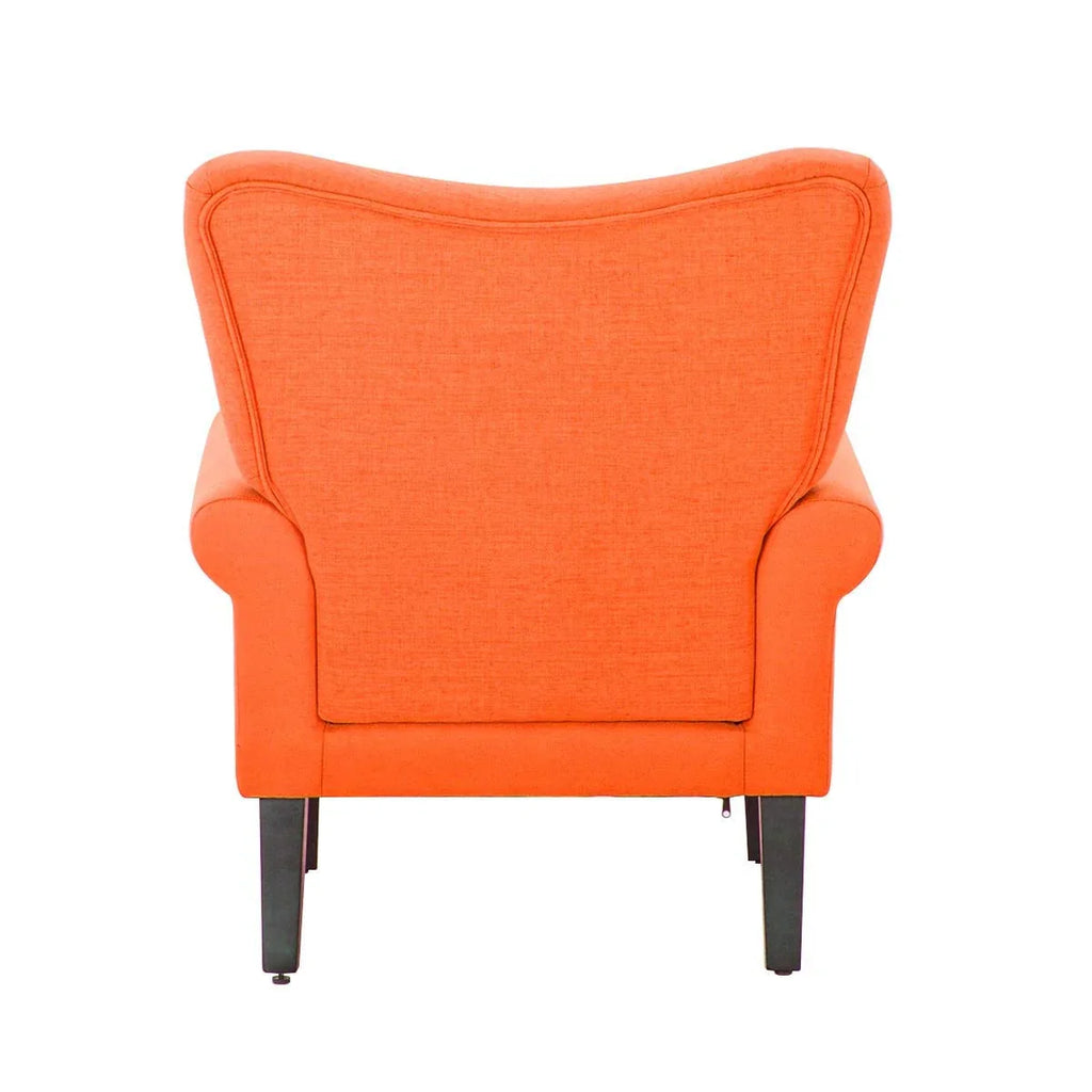 Fauteuil d'appoint moderne Erommy, fauteuil à dossier haut, canapé simple en tissu rembourré avec boutons et pieds en bois pour salon