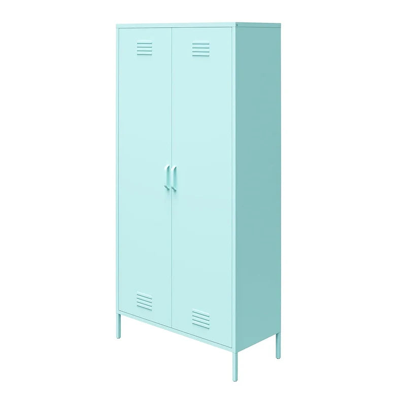 Armoire de rangement haute en métal à 2 portes, orange/rose, 1 personne
