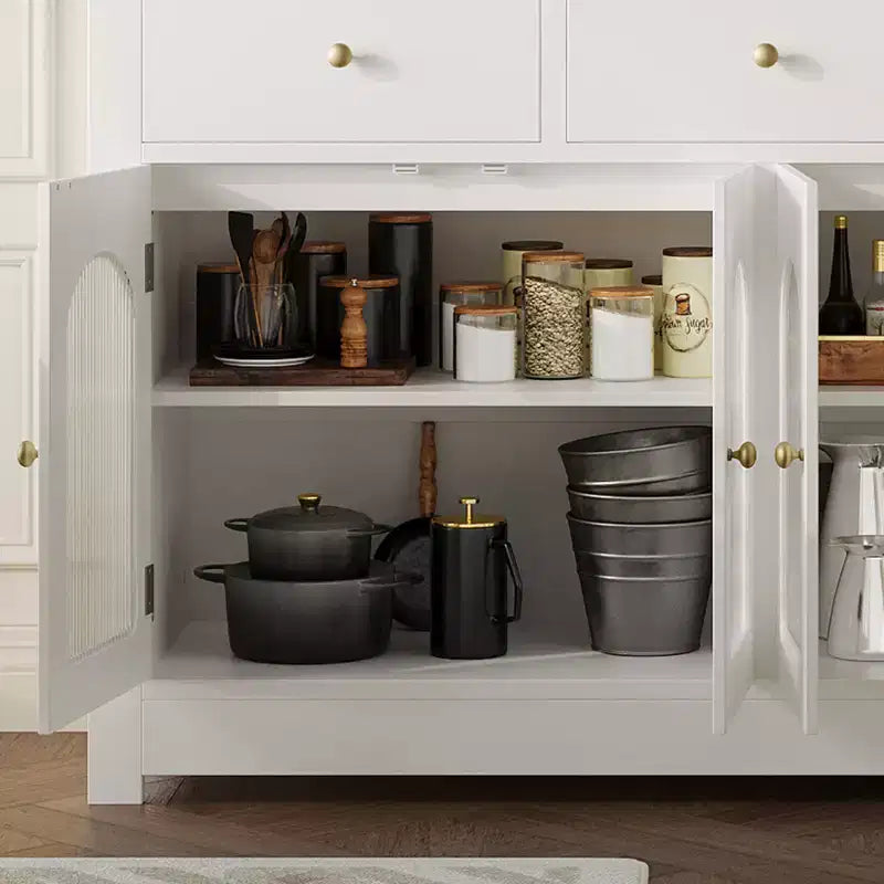 Buffet étroit de 140 cm avec 3 tiroirs et 4 portes pour cuisine, salle à manger, salon