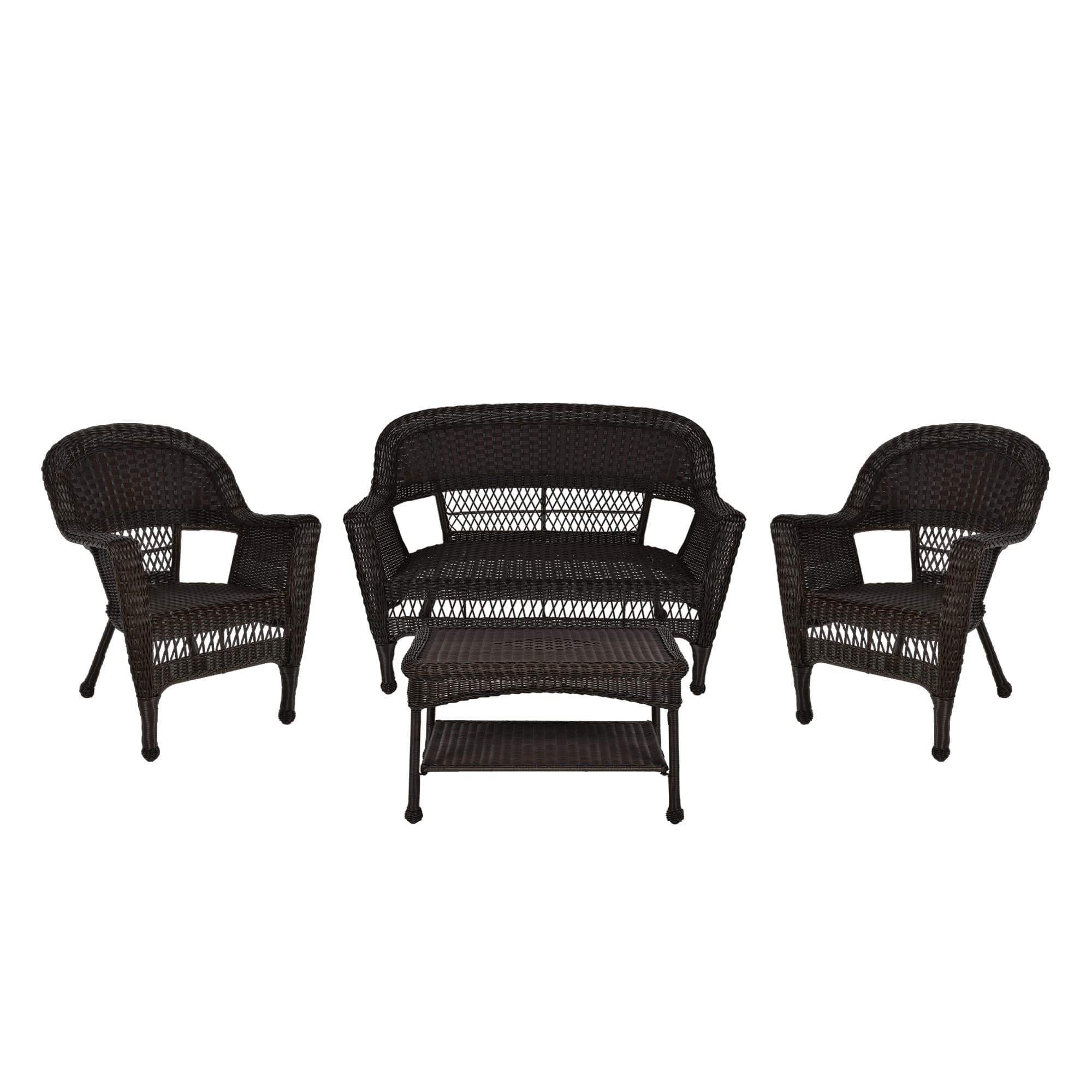 Salon de conversation 4 pièces en osier pour terrasse