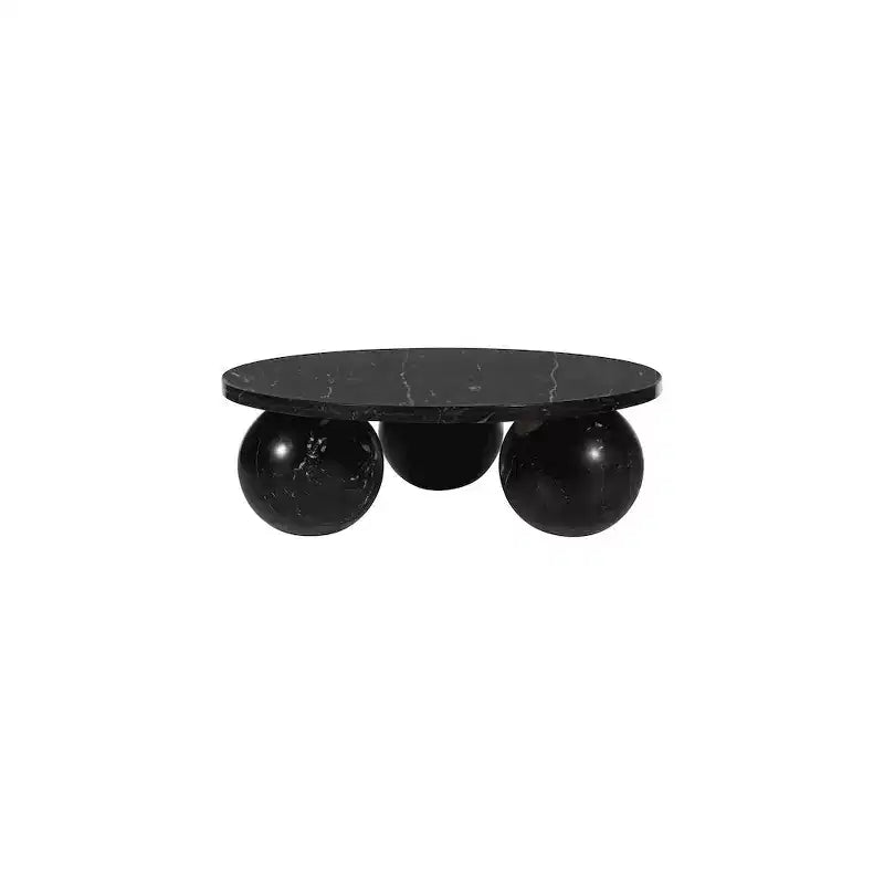 Table basse ronde en marbre avec pieds sphériques, multicolore, 4 places