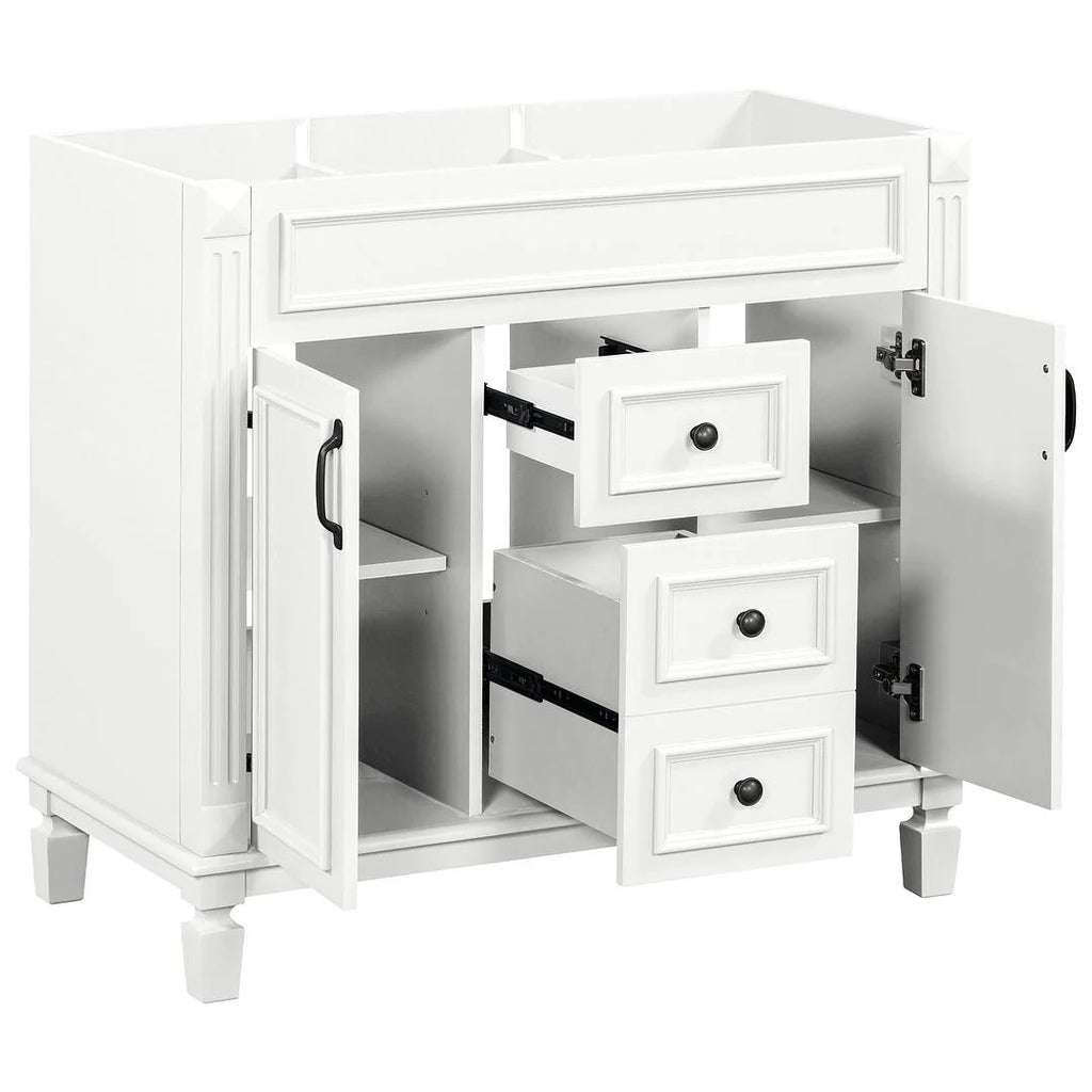 Meuble-lavabo de salle de bain moderne de 91 cm avec lavabo et armoire de toilette, 2 portes et 2 tiroirs