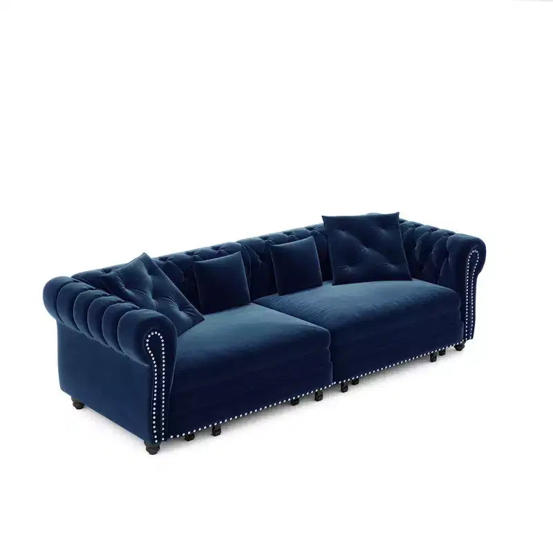 Canapé-lit gigogne 3-en-1 King Size Whisen Velvet et canapé convertible avec pouf mobile, design capitonné