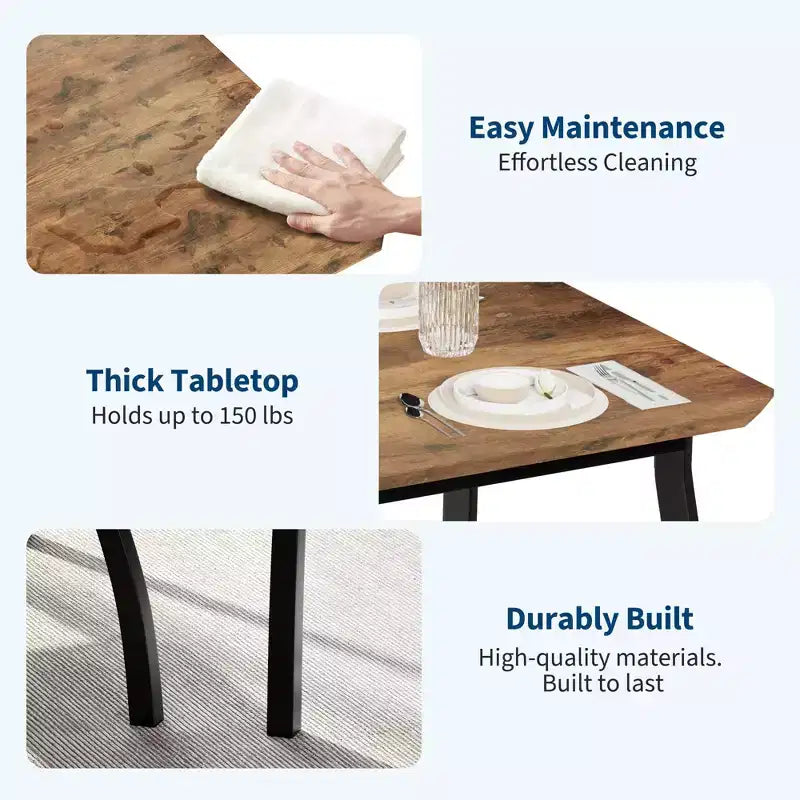 Ensemble de table et 4 chaises de cuisine avec cadre métallique, design biseauté