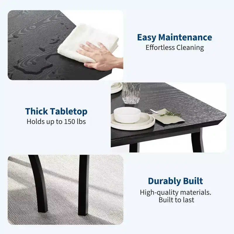 Ensemble de table et 4 chaises de cuisine avec cadre métallique, design biseauté