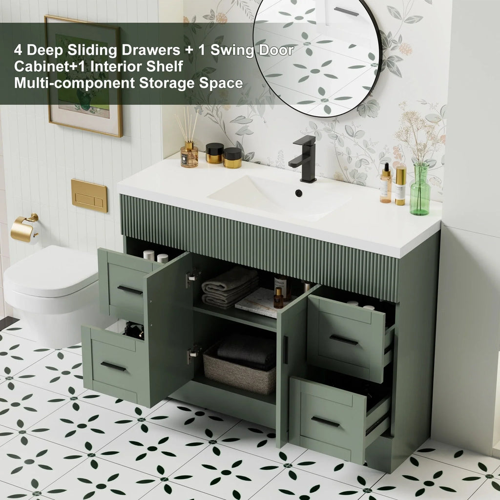 Meuble-lavabo de salle de bain Wavy Line 30/36/48 avec évier et robinet