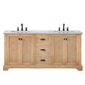 Meuble sous-vasque Hervas avec plateau en marbre naturel, sans miroir
