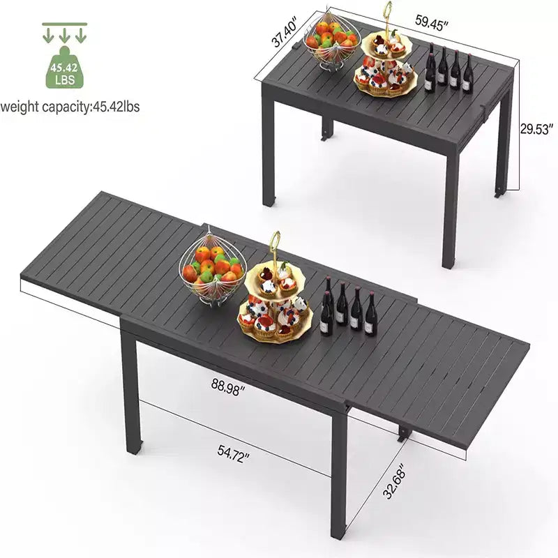 Table à manger extensible Okak en aluminium pour patio, cuisine et salle à manger
