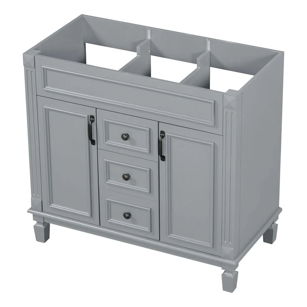 Meuble-lavabo de salle de bain moderne de 91 cm avec lavabo et armoire de toilette, 2 portes et 2 tiroirs