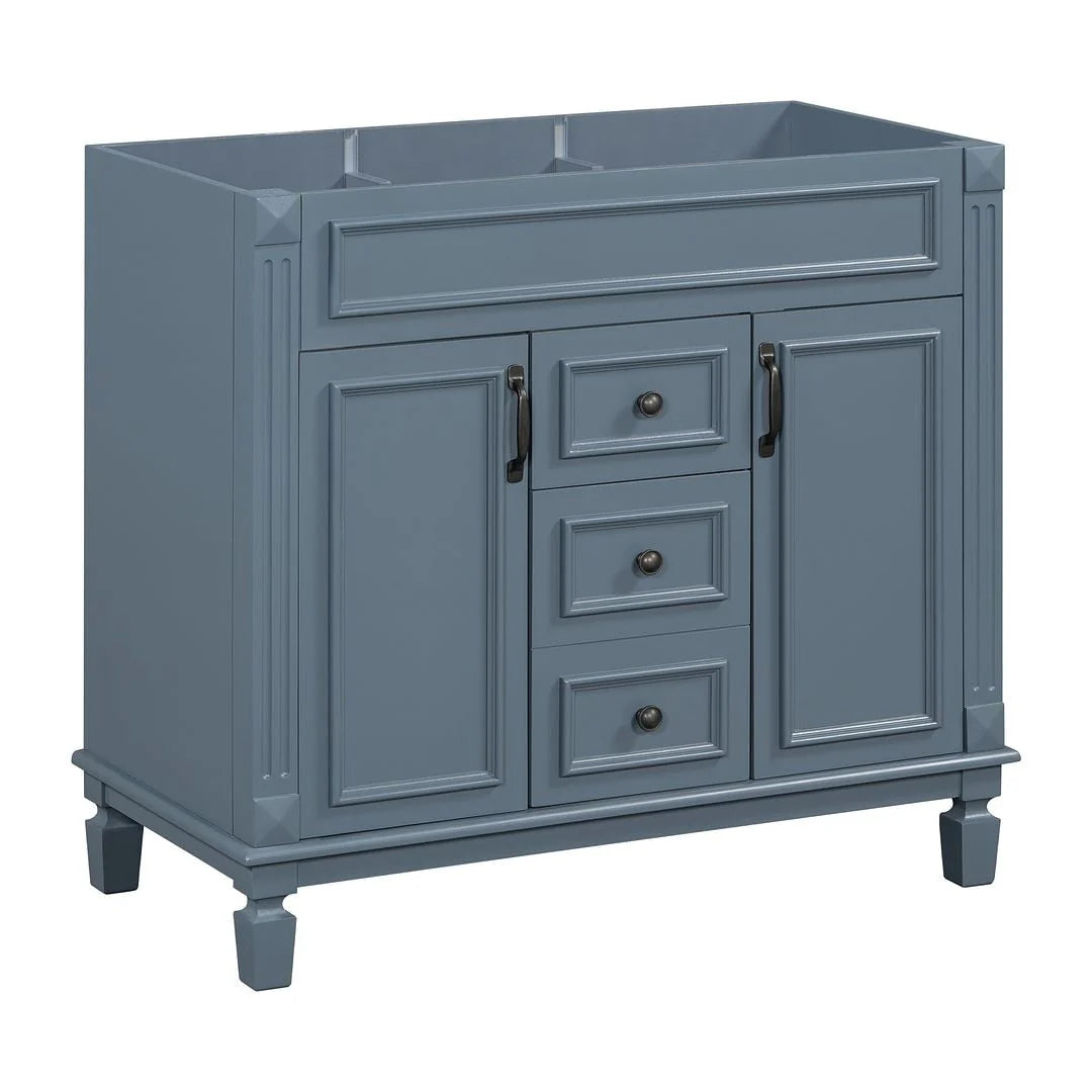 Meuble-lavabo de salle de bain moderne de 91 cm avec lavabo et armoire de toilette, 2 portes et 2 tiroirs