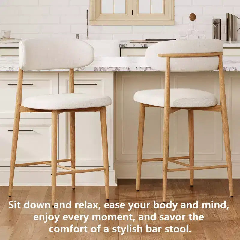 Tabouret de bar hauteur comptoir avec assise rembourrée et pieds en métal, chaise d'îlot de cuisine moderne de 26,3 pouces