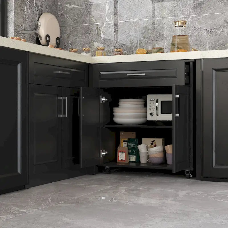 Meuble d'angle de cuisine efficace, îlot de cuisine en L : Grand espace de rangement avec tiroirs à glissière fluide, comptoir UV