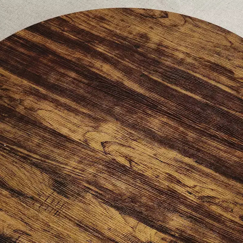 Table basse industrielle ronde de 30 pouces à 2 niveaux avec pieds réglables, étagère à grain de bois, motif flamme, assemblage facile, salon
