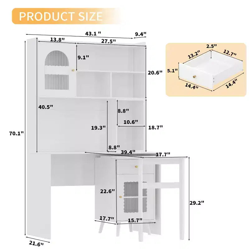 Bureau d'ordinateur en bois moderne Okak pour la maison avec plateau/chaise et étagère, bureau d'écriture de rangement pour adolescents et étudiants pour l'étude, le bureau