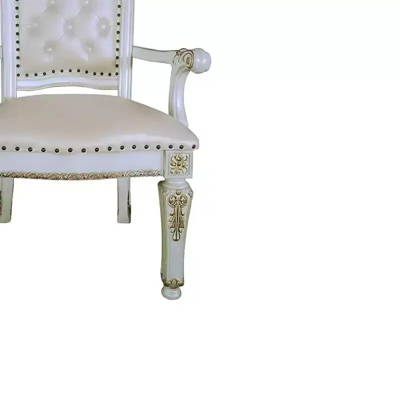 Fauteuil d'appoint 24 po en similicuir, fini perle antique