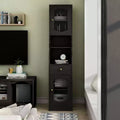 Meuble colonne avec tiroir, 70,8 po, Espresso – Meuble de rangement de style transitionnel avec tablettes ajustables