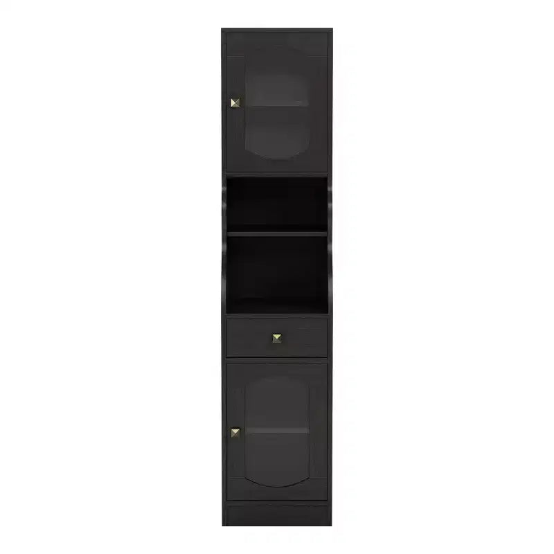 Meuble colonne avec tiroir, 70,8 po, Espresso – Meuble de rangement de style transitionnel avec tablettes ajustables