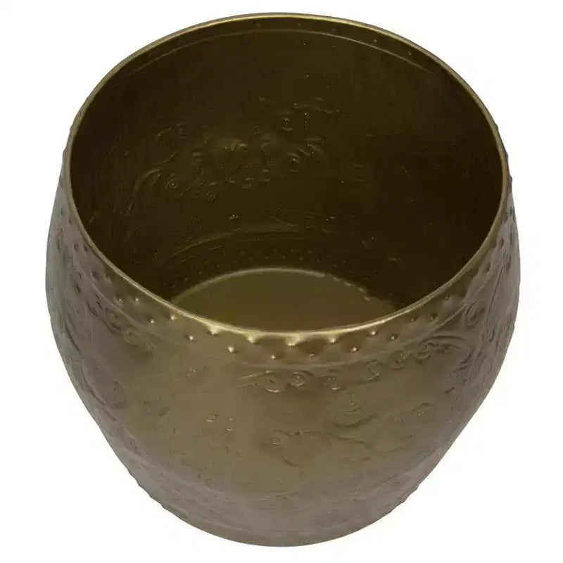 Table d'appoint ronde en métal gaufré, finition laiton