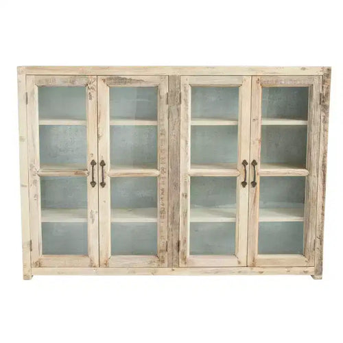 Storied Home Wood 40" Tall 4 Door Decorative Storage Cabinet Brown: Magnetic Closure, Fixed Shelves