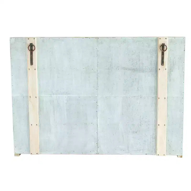 Meuble de rangement 4 portes de 101,6 cm de haut en bois recyclé et métal avec portes vitrées, marron
