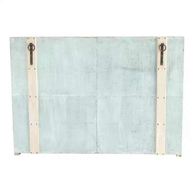 Meuble de rangement 4 portes de 101,6 cm de haut en bois recyclé et métal avec portes vitrées, marron